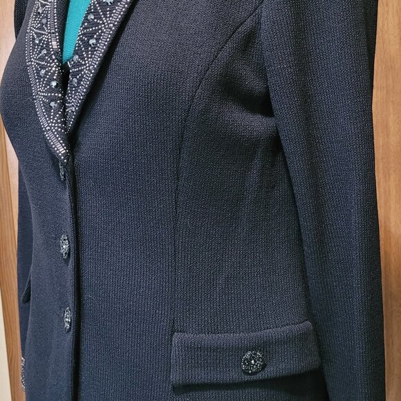 St. John By Marie Gray Collection Black Santana Knit Size 8 Jacket Evening Wear - Picture 7 of 7